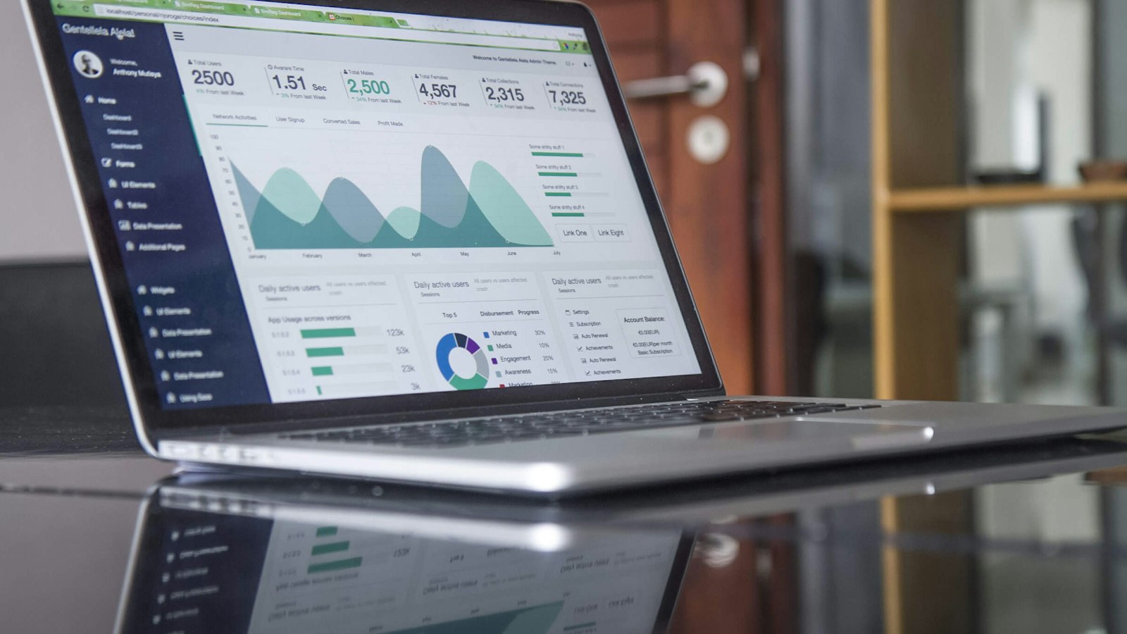 Laptop showing a performance dashboard, illustrating AI agent metrics