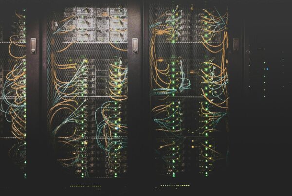 Network cables in a server rack, illustrating AI data residency