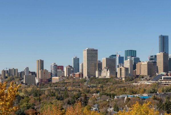 The Edmonton skyline seen from the Strathearn park lookout