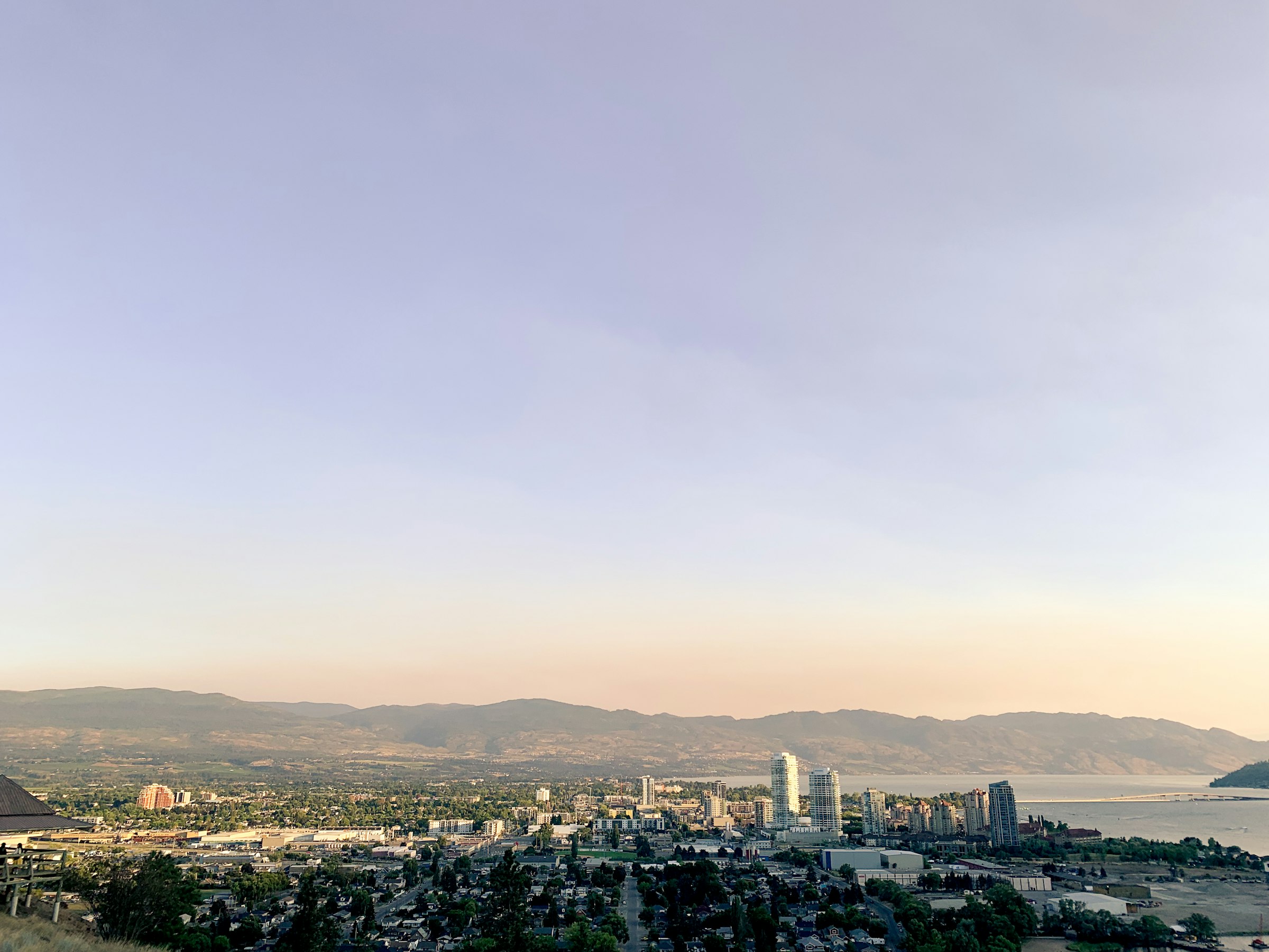 Kelowna skyline beside Okanagan Lake, British Columbia