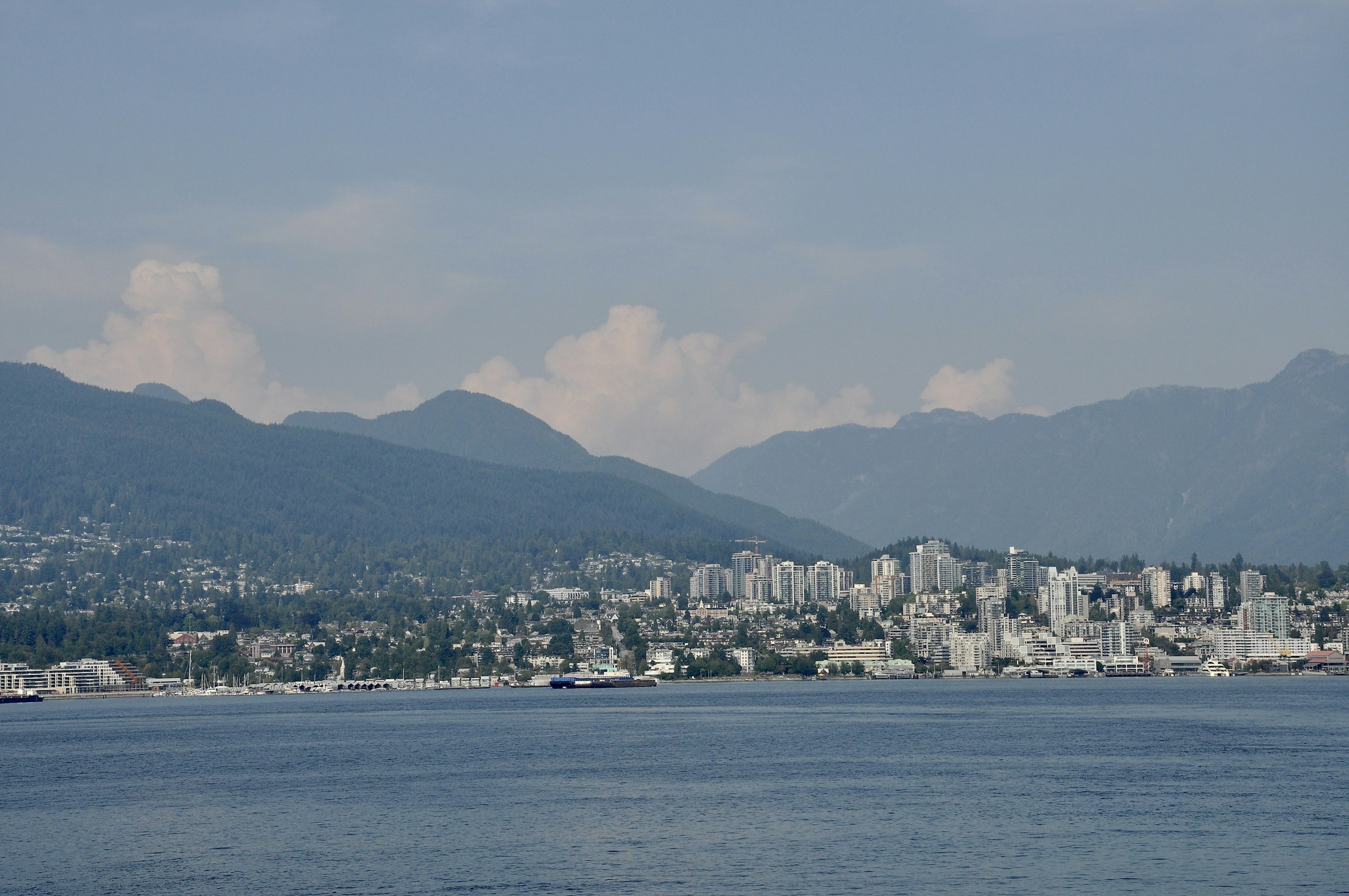 Vancouver skyline, mountains and harbour from the Port of Vancouver