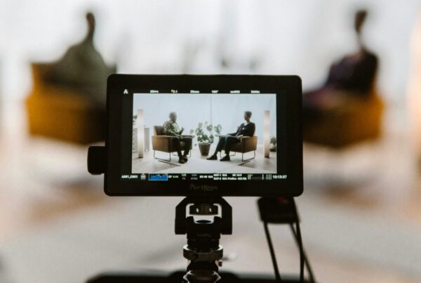 A video camera and monitor set up to record